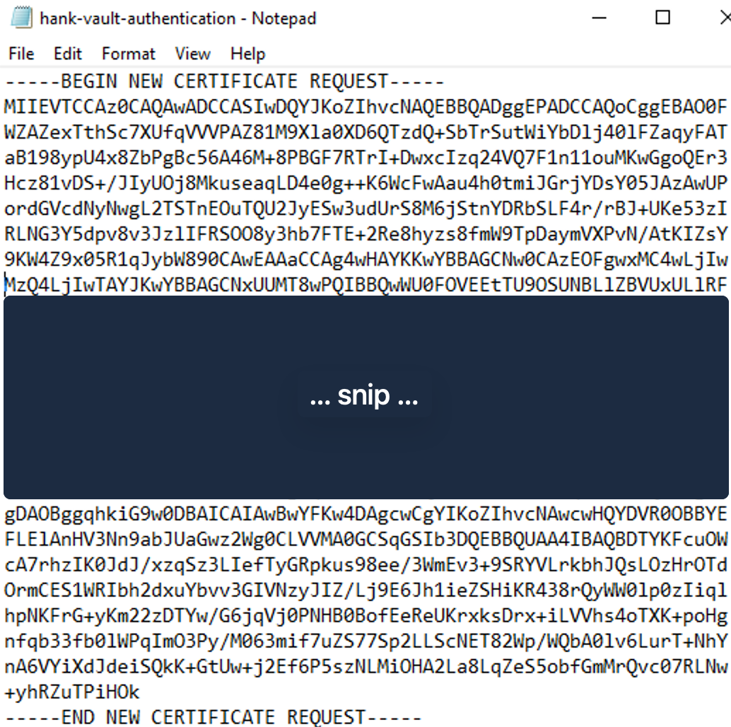 Certificate Signing Request (CSR) file