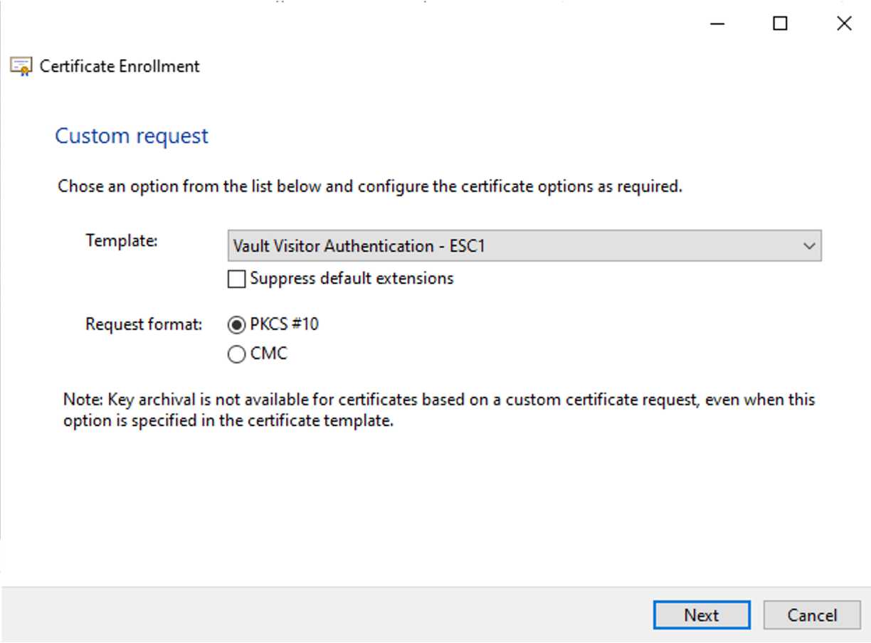 CSR Process: Select Certificate Template