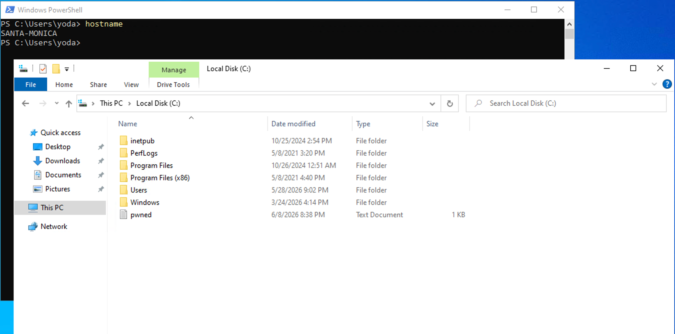 Result of the write file command