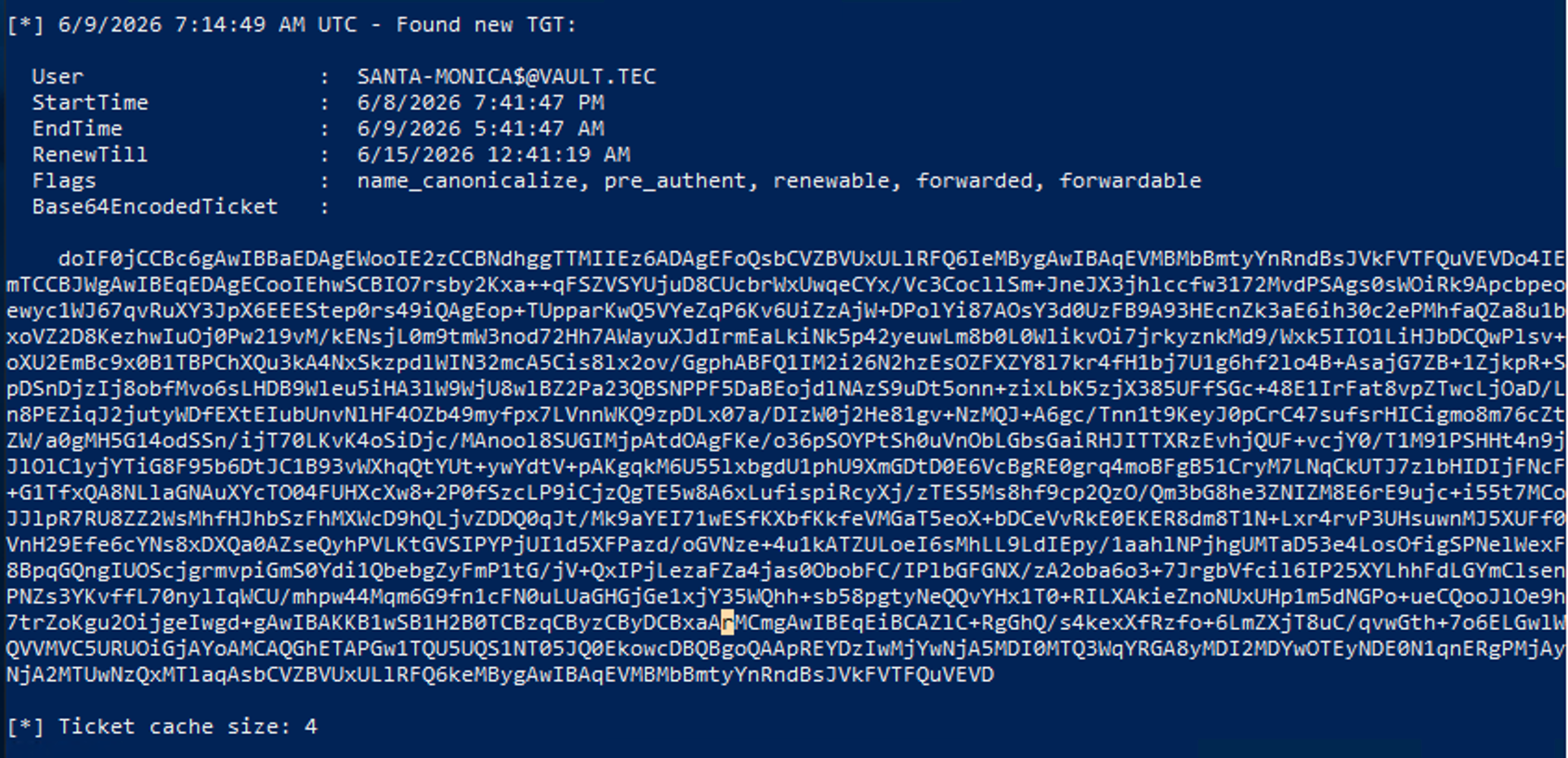 Domain controler’s TGT is captured