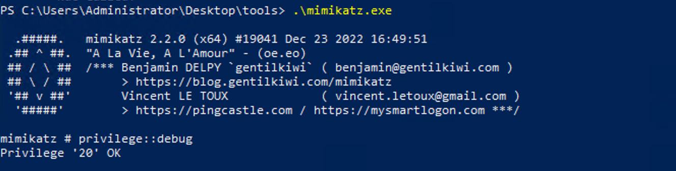 Using mimikatz
