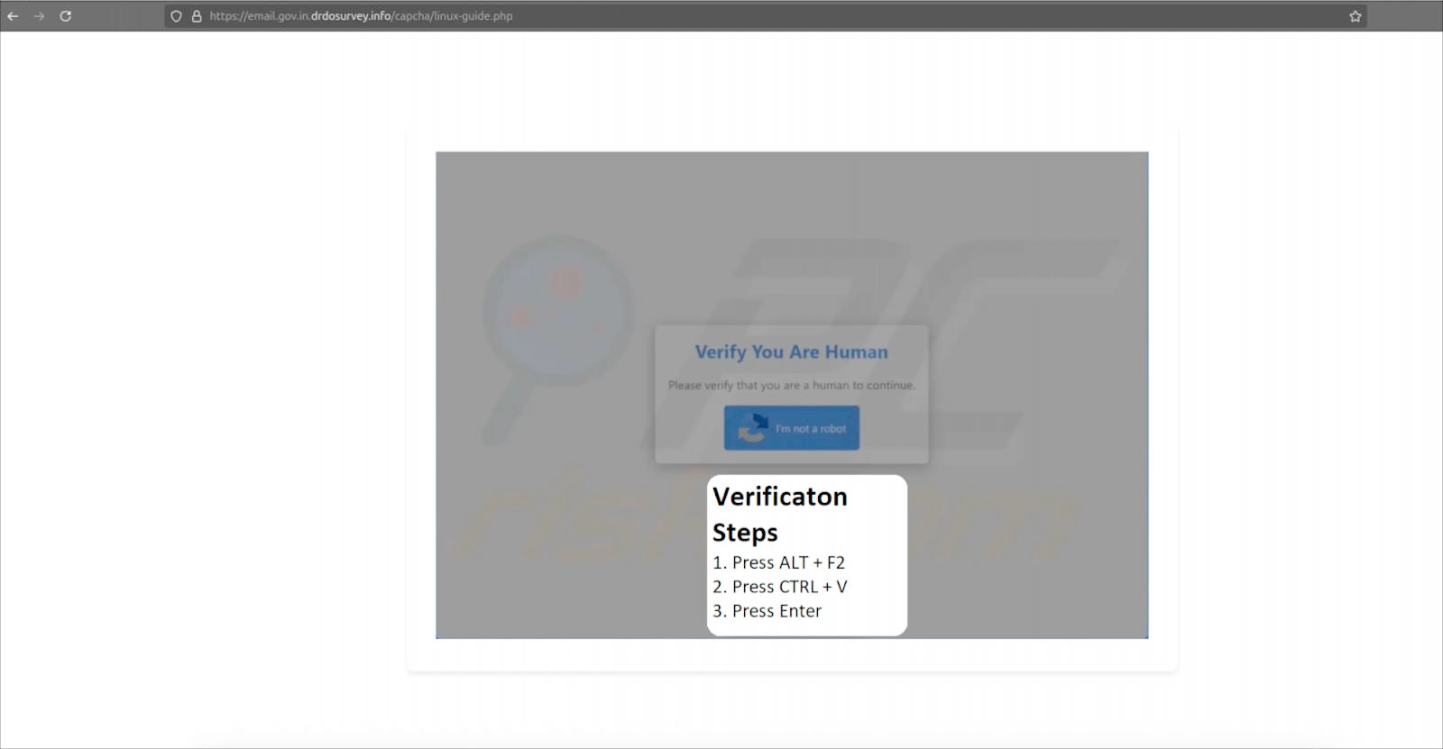 หน้า phishing ที่ถูกประยุกต์เพื่อใช้โจมตี Linux (ภาพจาก bleepingcomputer)