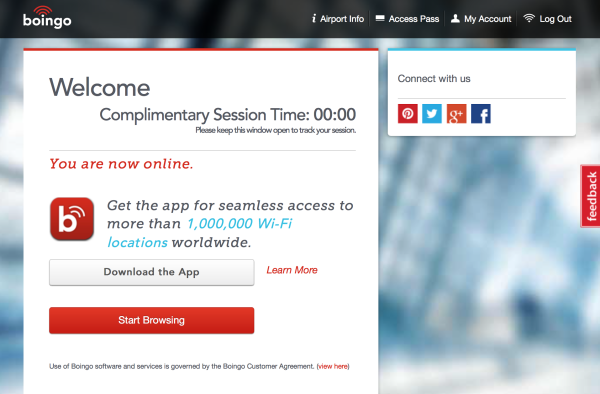 How to get free internet at the airport