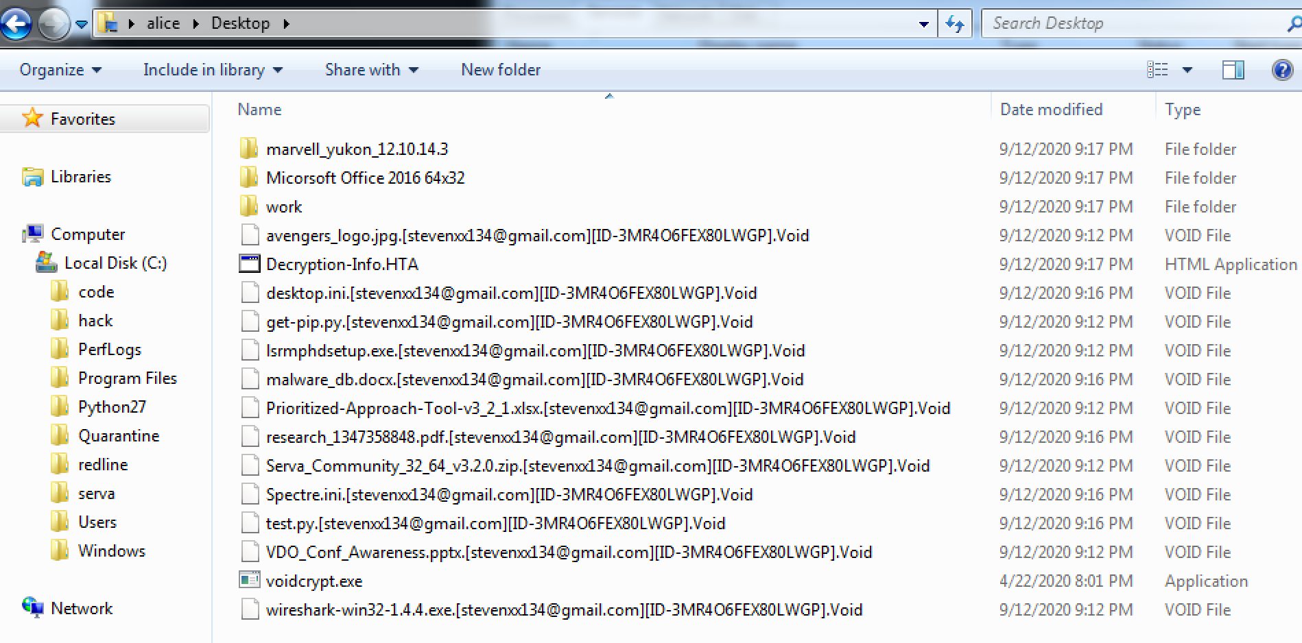 Desktop หลังจากสั่ง run VoidCrypt