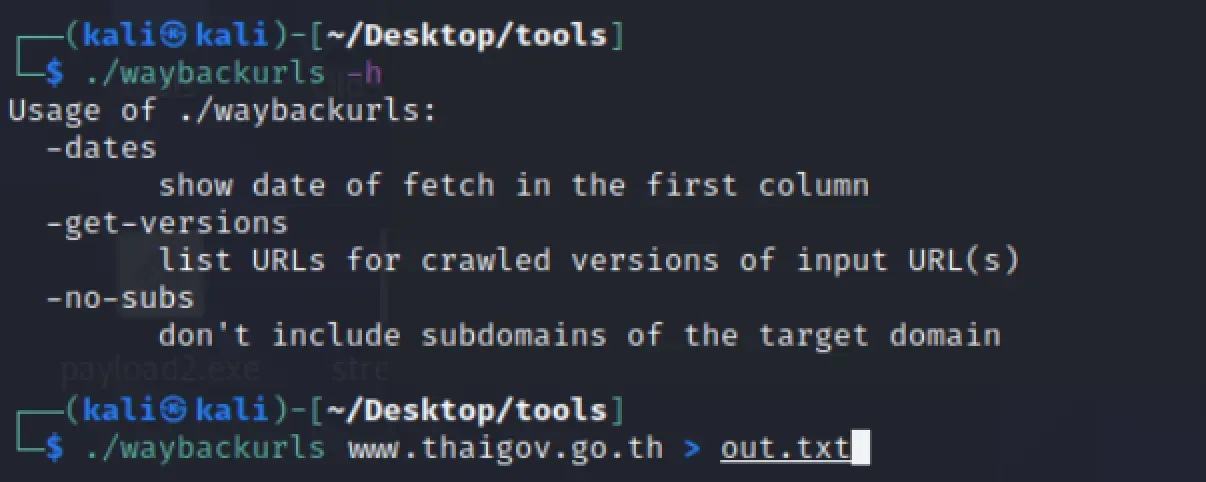 waybackurls