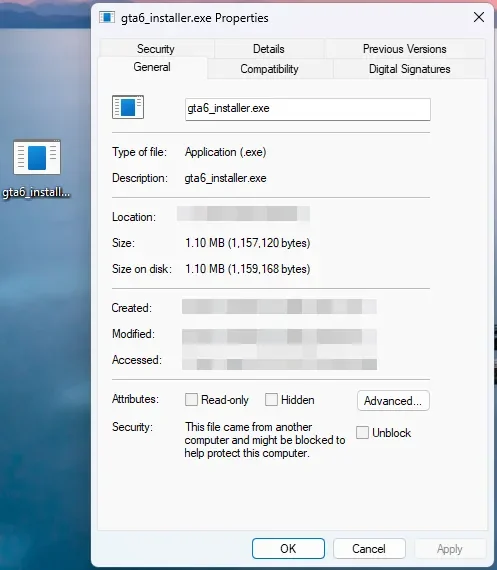 ไฟล์ GTA 6 Demo ซึ่งมีขนาดเพียงแค่ 1.1 MB
