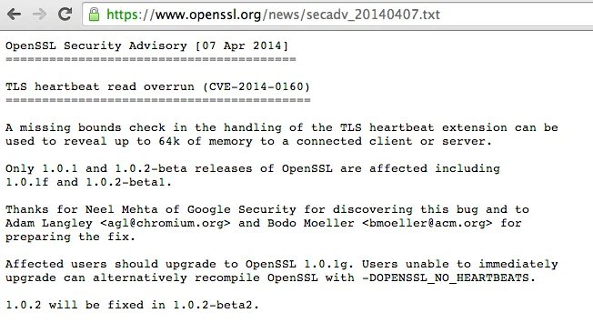 OpenSSL Security Advisory 07 Apr 2014