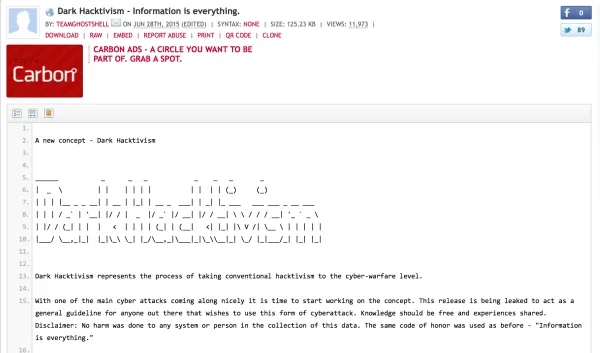 Dark hacktivism