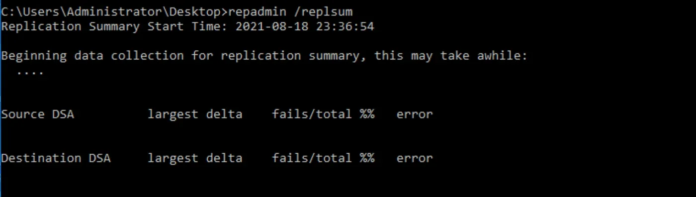 Repadmin / replsum สำหรับตรวจสอบสถานะ replication