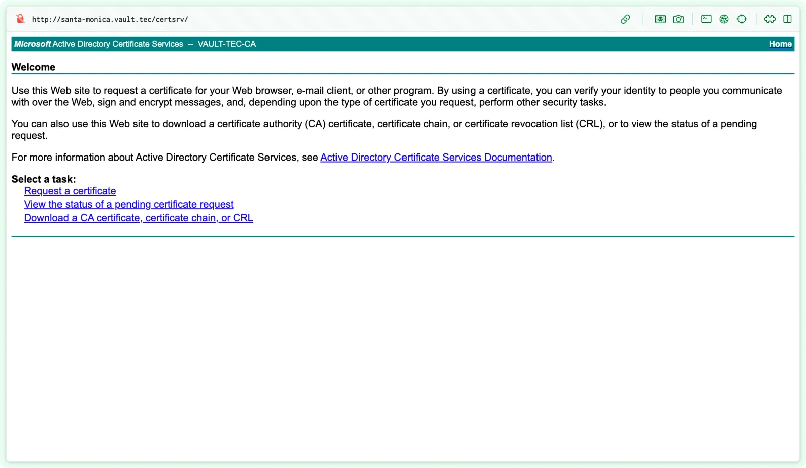 AD CS — Web Enrollment Interface