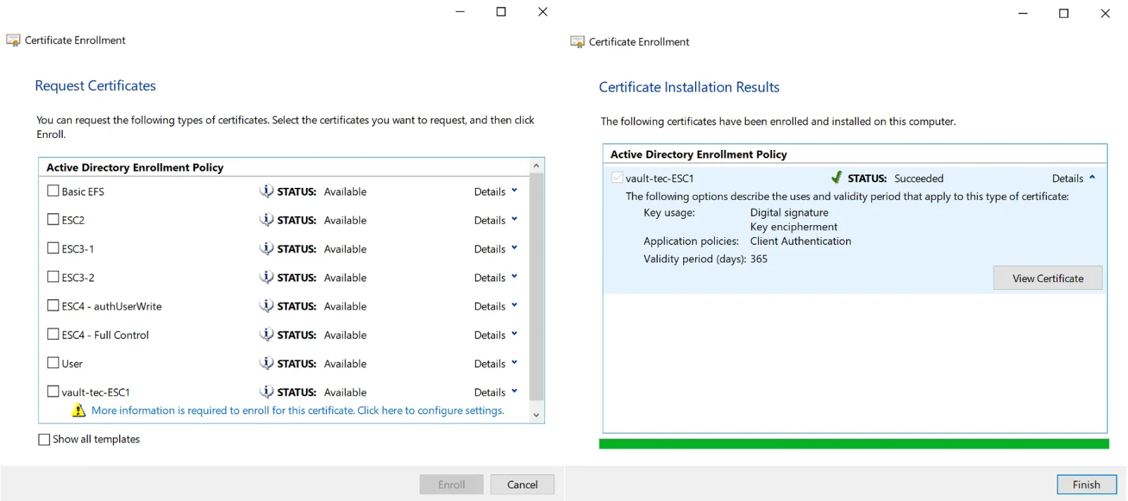 Certificate Request from Join Domain Machine 2