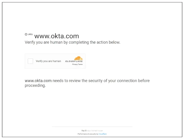 หน้า CAPTCHA ปลอมที่ใช้งาน ClickFix (รูปจาก okta.com)
