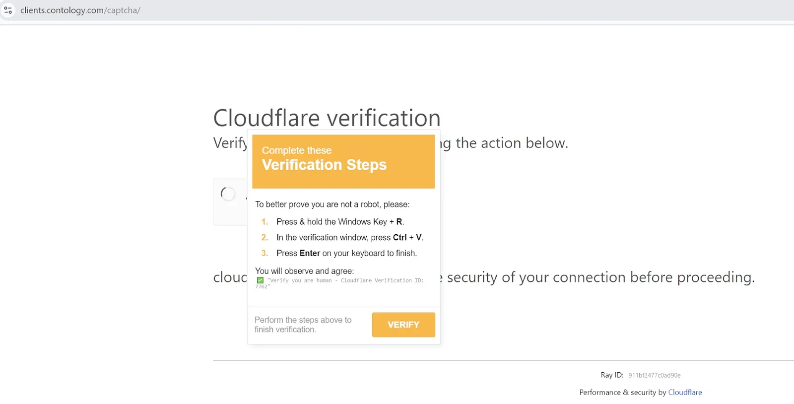 หน้าเว็บ Cloudflare ปลอม (รูปภาพจาก elastic.co)