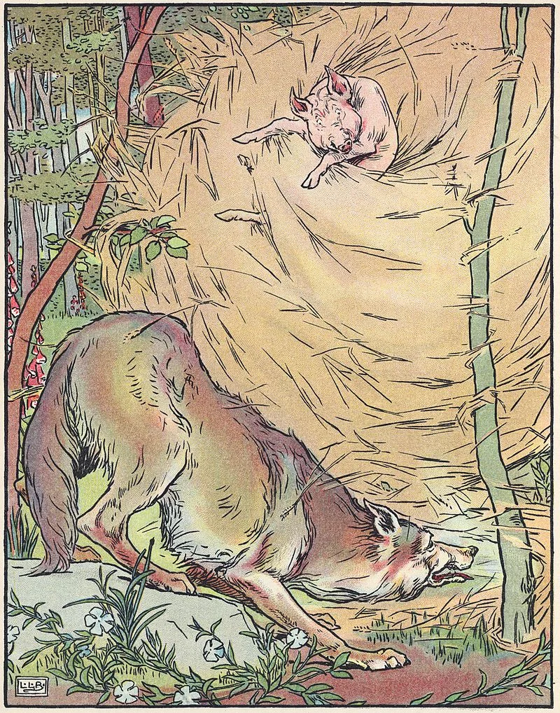 Three little pigs 1904 straw house