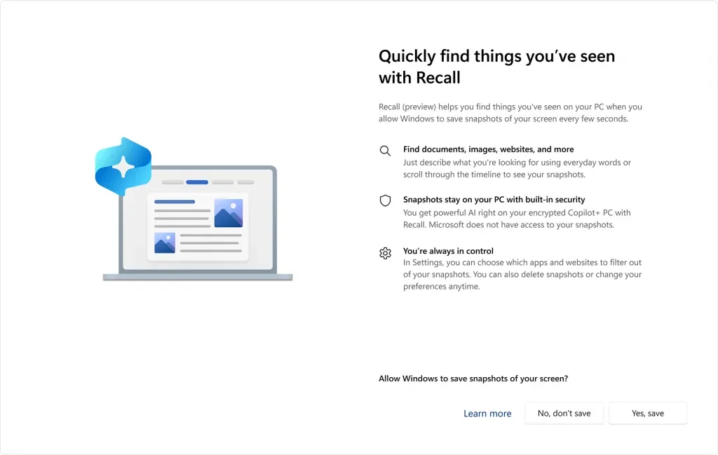 Windows Recall Setting / Source: Microsoft