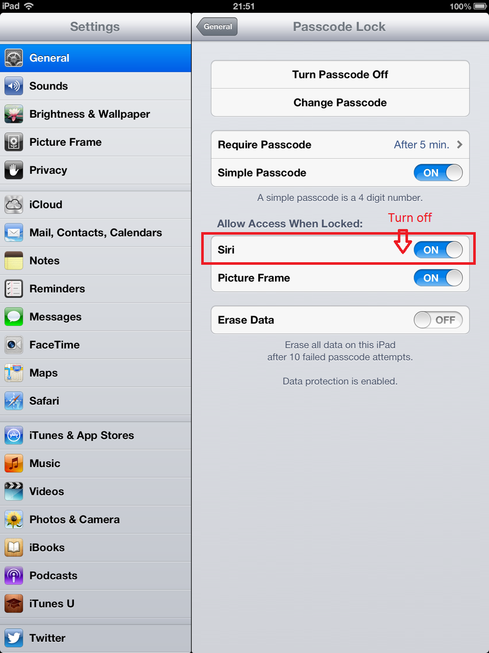 siri ios6 setting